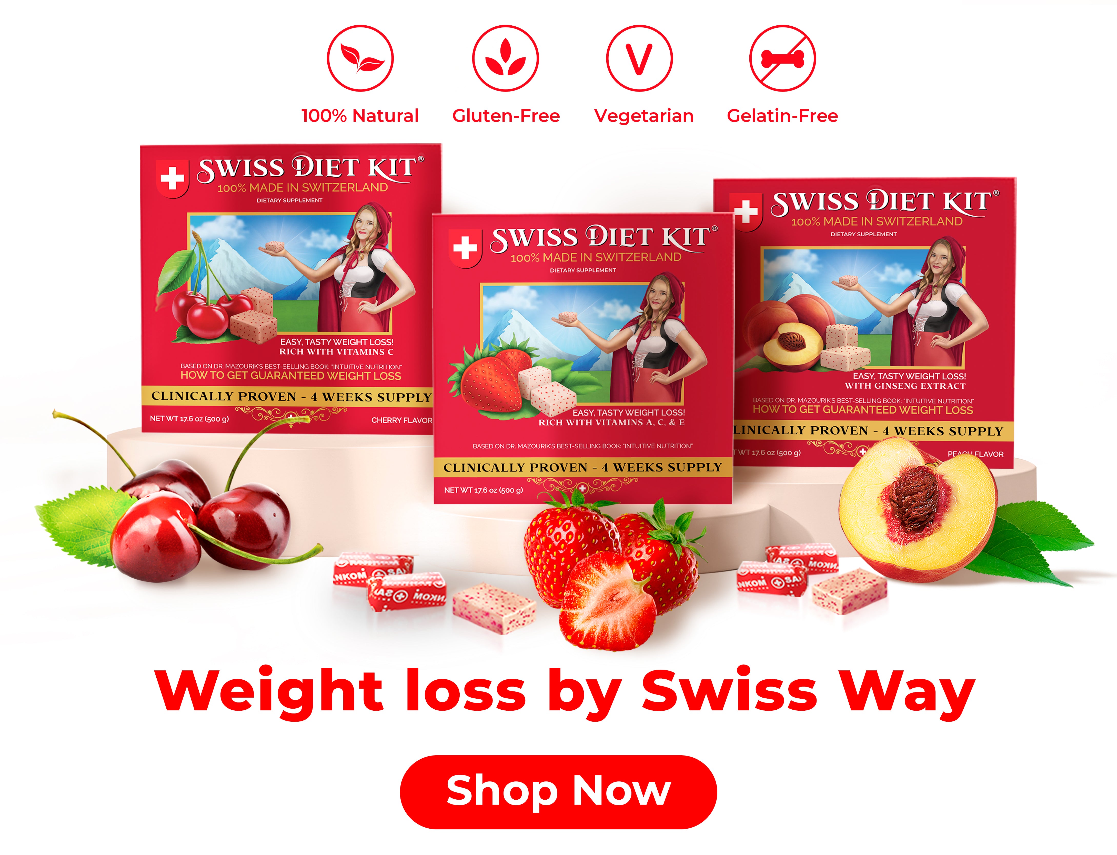 Swiss Diet Kit, Weight Management Dietary Fibers, Strawberry (125